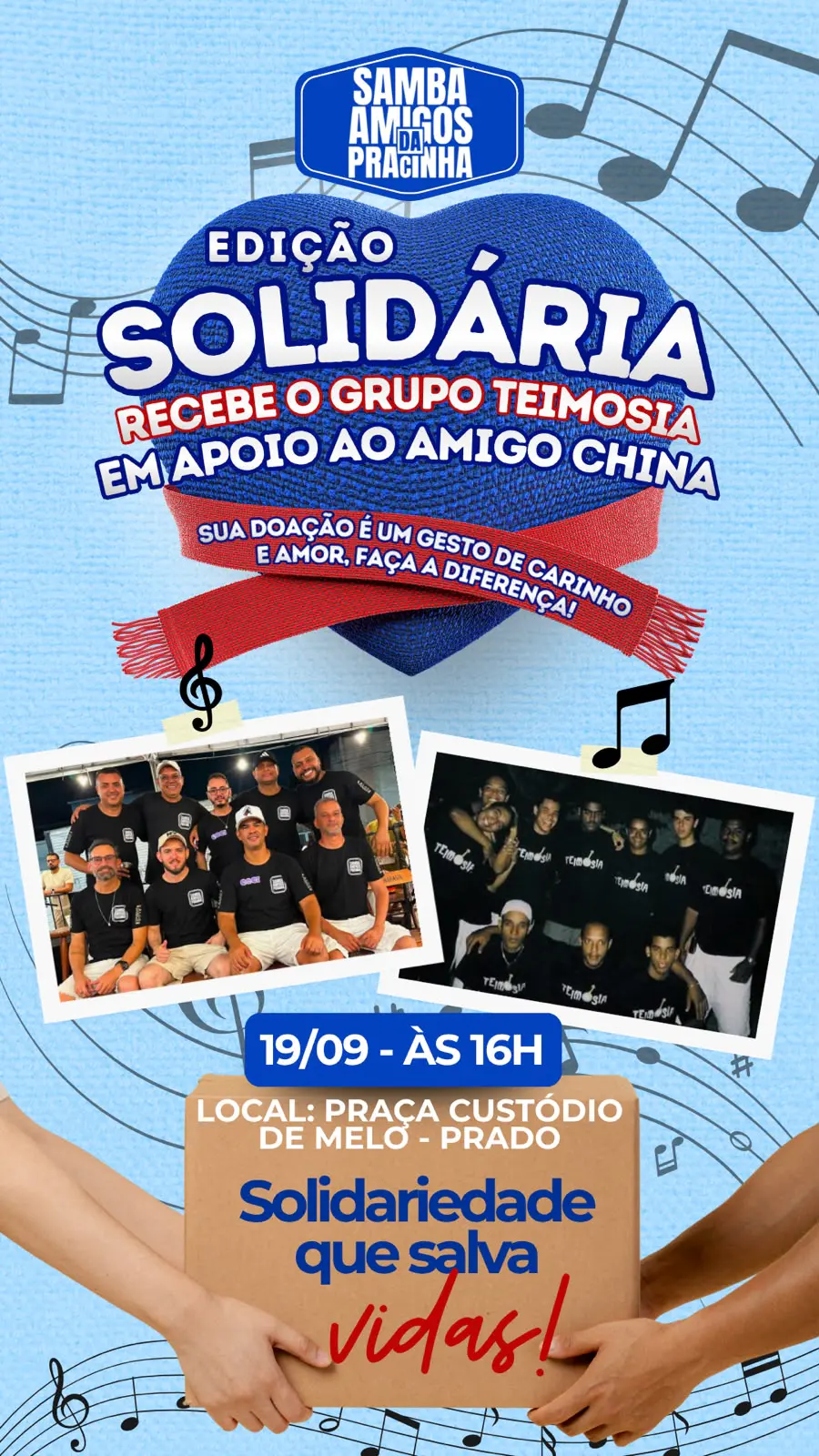 Samba Amigos da Pracinha recebe Grupo Teimosia em edição solidária ao músico China