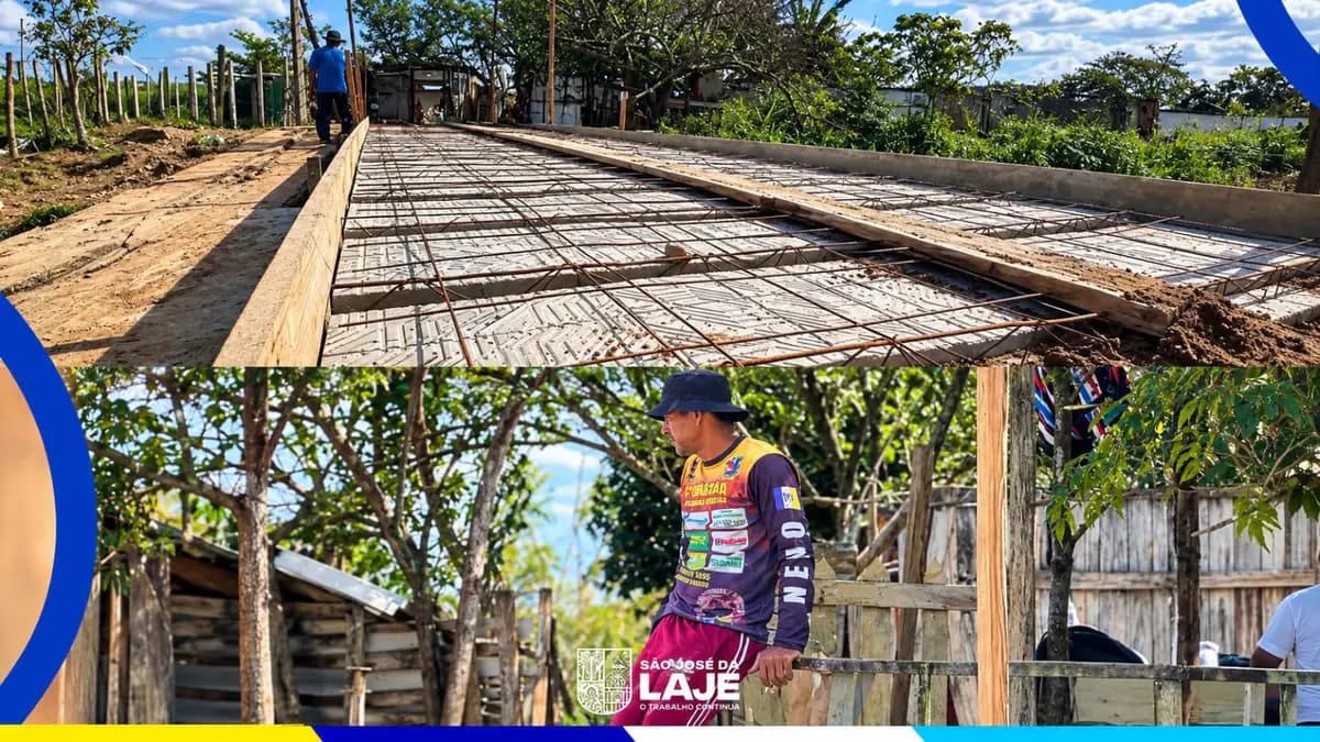 São José da Laje avança na construção de ponte entre os bairros Cubatão e Josefa Daniel